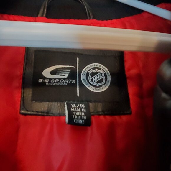 Calgary Flames NHL Faux Leather Bomber Jacket Black Size XL - Picture 4 of 6